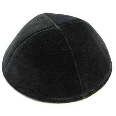 Velvet Kippot Black - 4 Parts Rimless