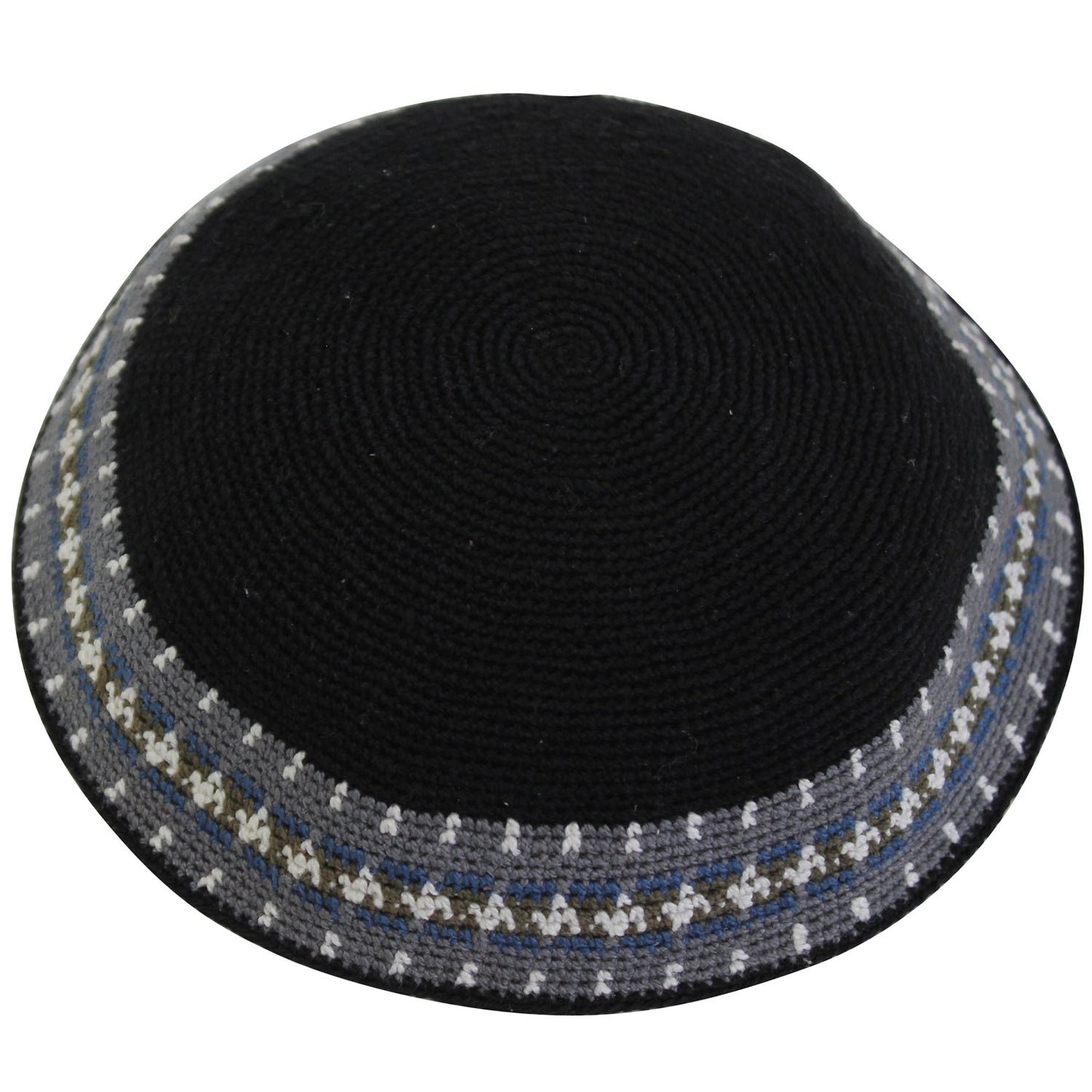 Knit Kippah - Black With Design #DMCCLBK