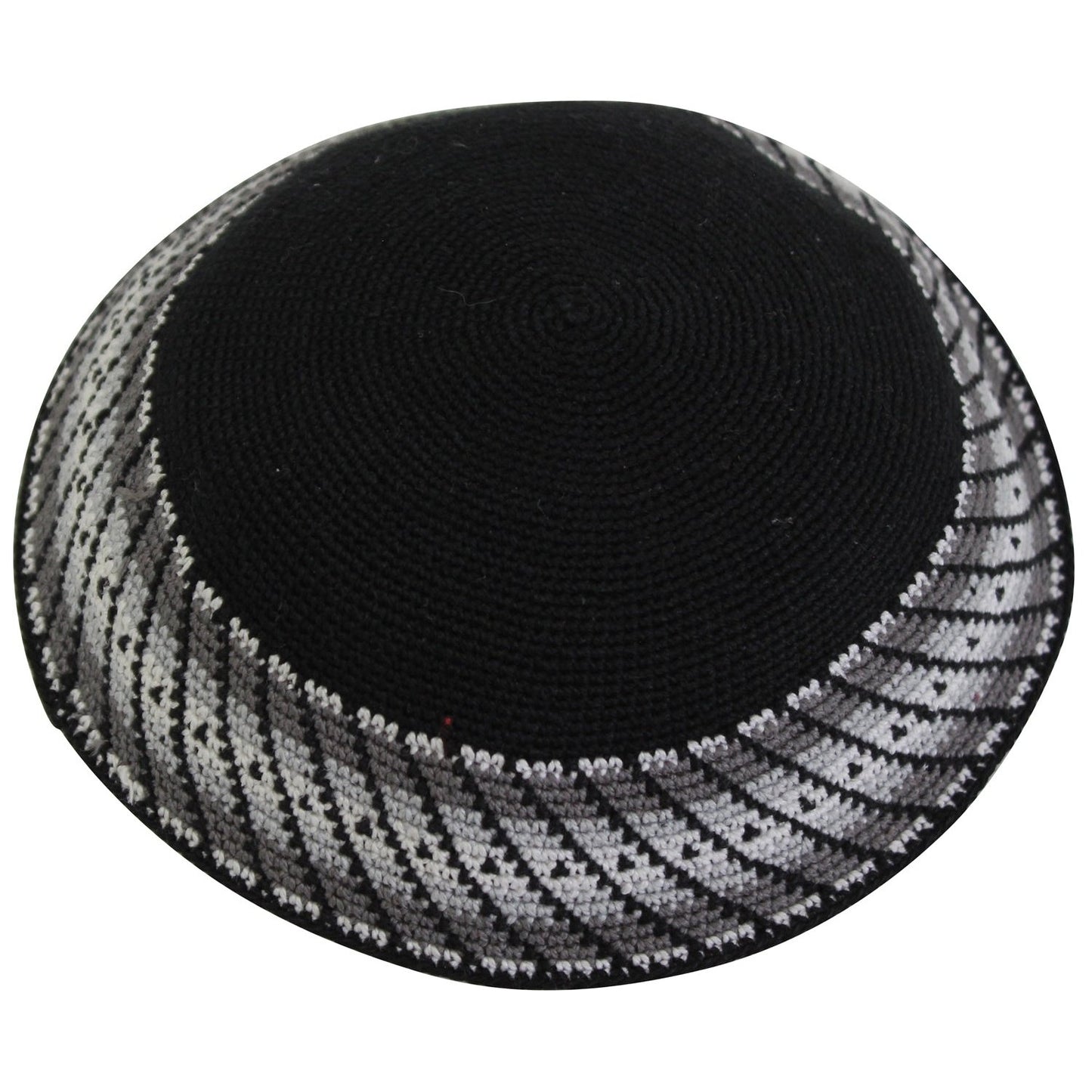 Knit Kippah - Black With Design #DMCCLBK