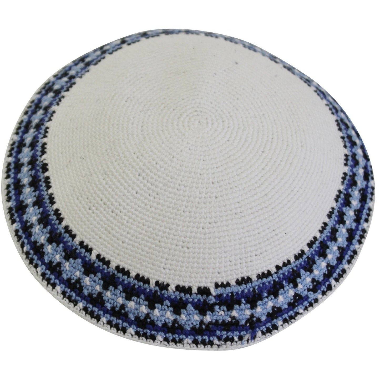 Knit Kippot - White With Design #DMCCWT