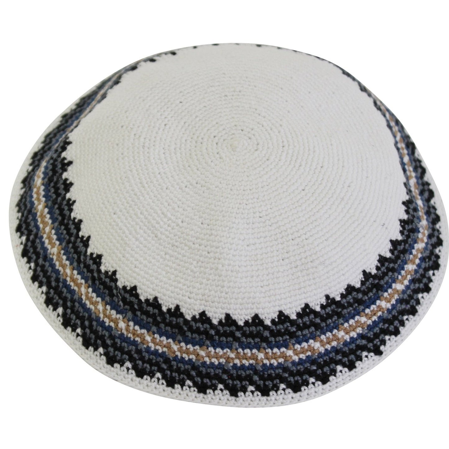 Knit Kippot - White With Design #DMCCWT