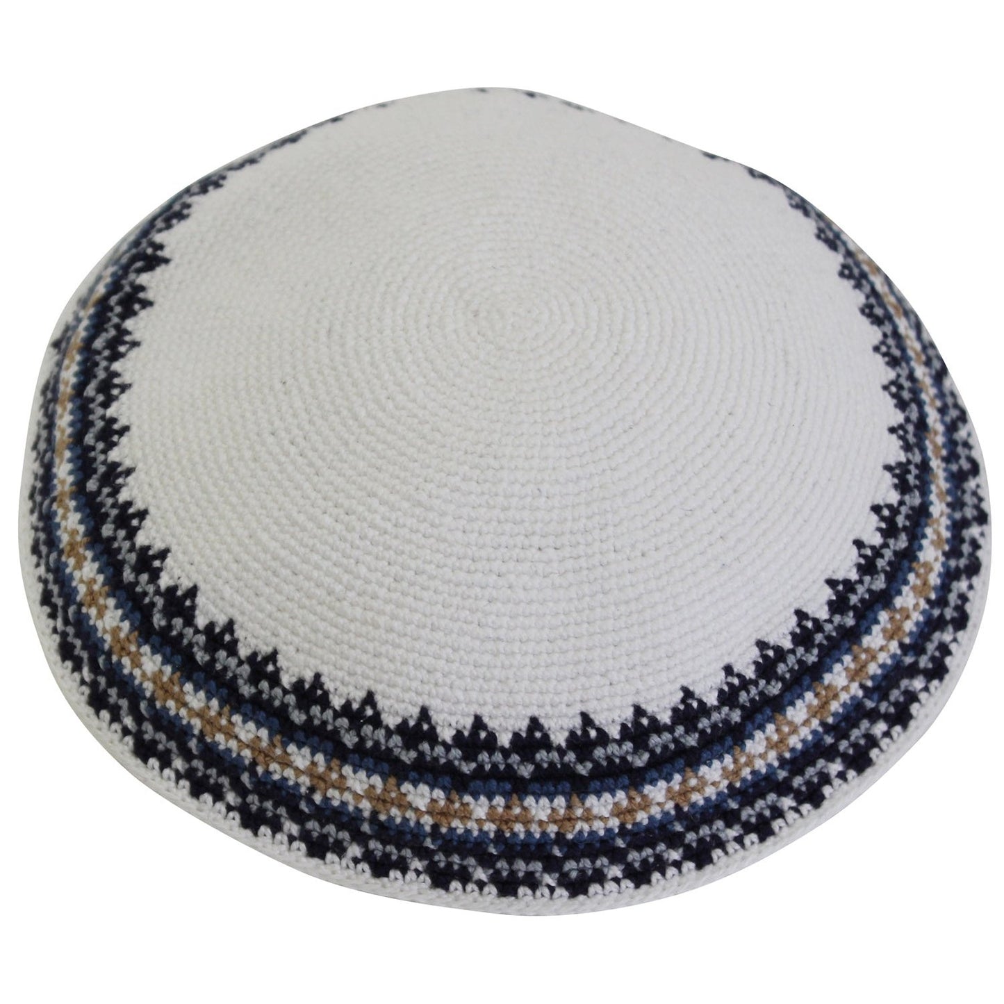 Knit Kippot - White With Design #DMCCWT