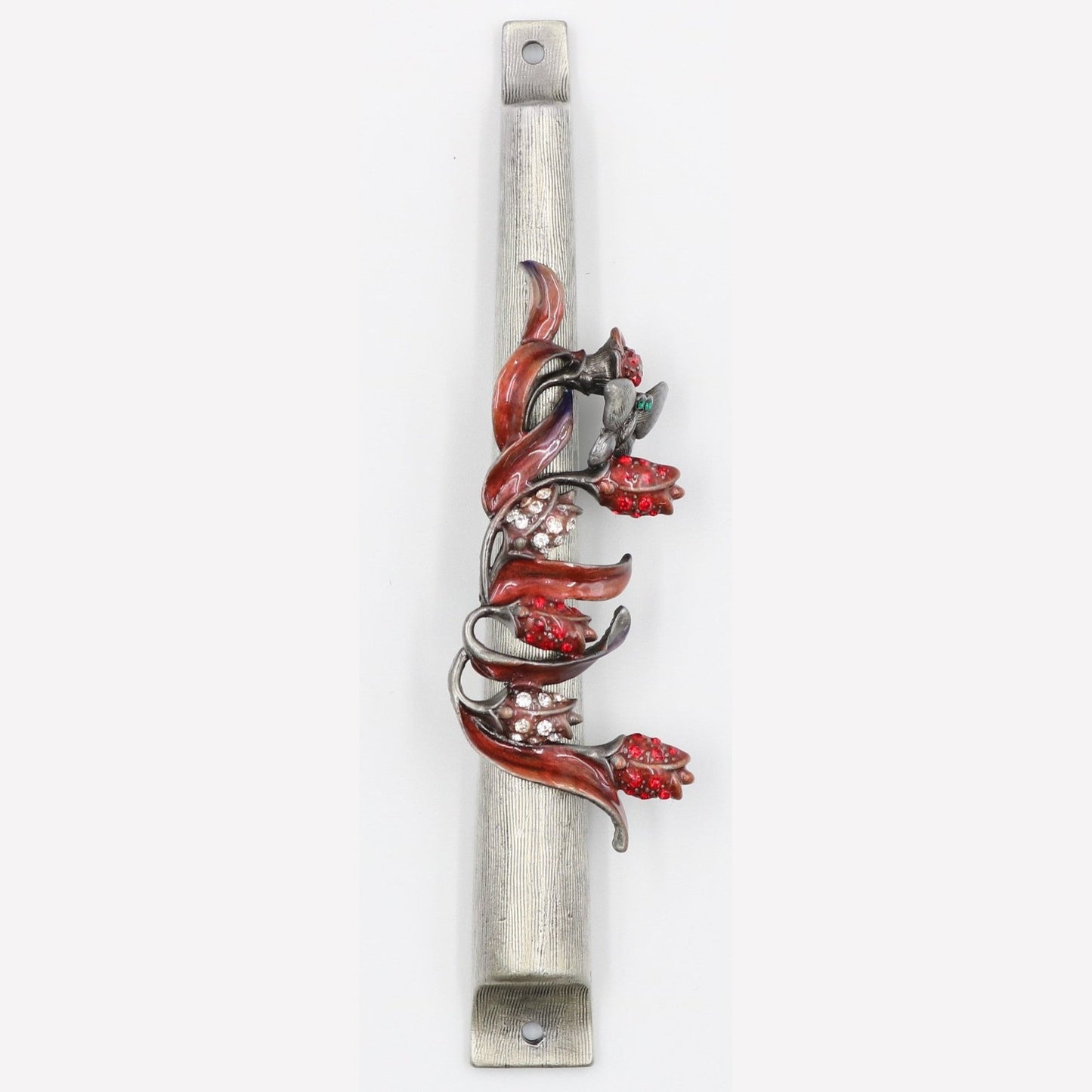 Mezuzah Case - Gem Red Floral 5"