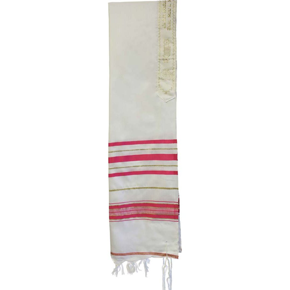 Acrylic Tallit Fuchsia and Gold