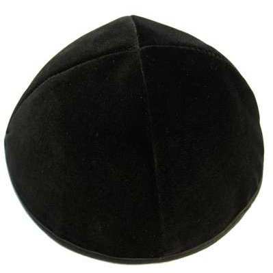 Velvet Kippot Black - 4 Parts With Rim