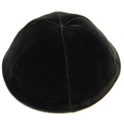 Velvet Kippot Black - 6 Parts Rimless