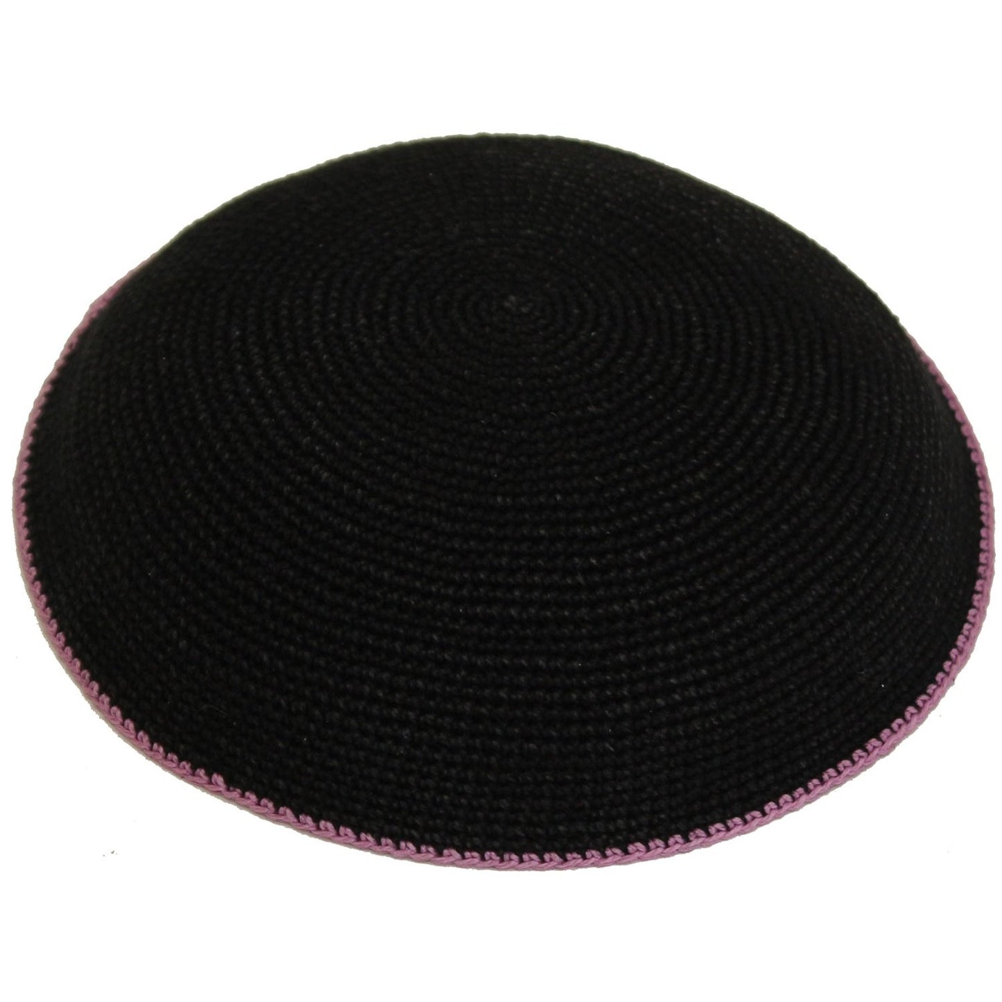 Knit Kippot - Black, Colorful Rim #DMC17G