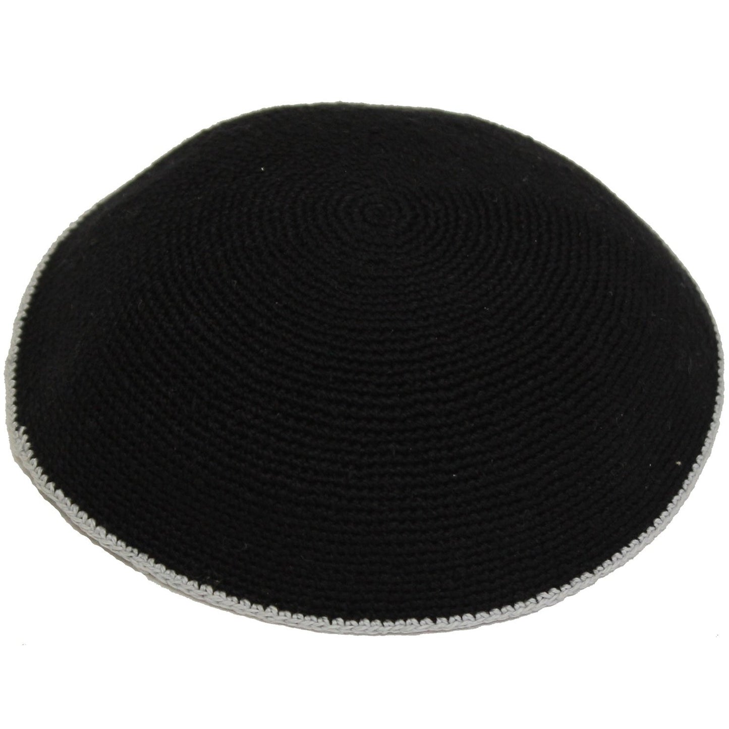 Knit Kippot - Black, Colorful Rim #DMC17G