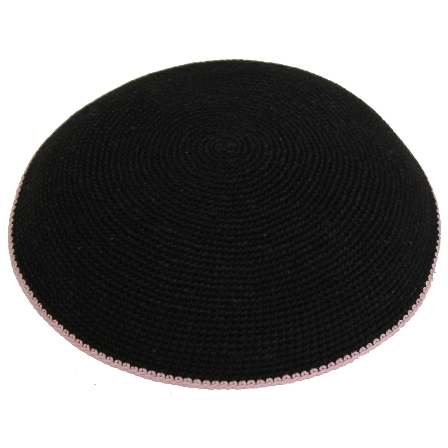 Knit Kippot - Black, Colorful Rim #DMC17G