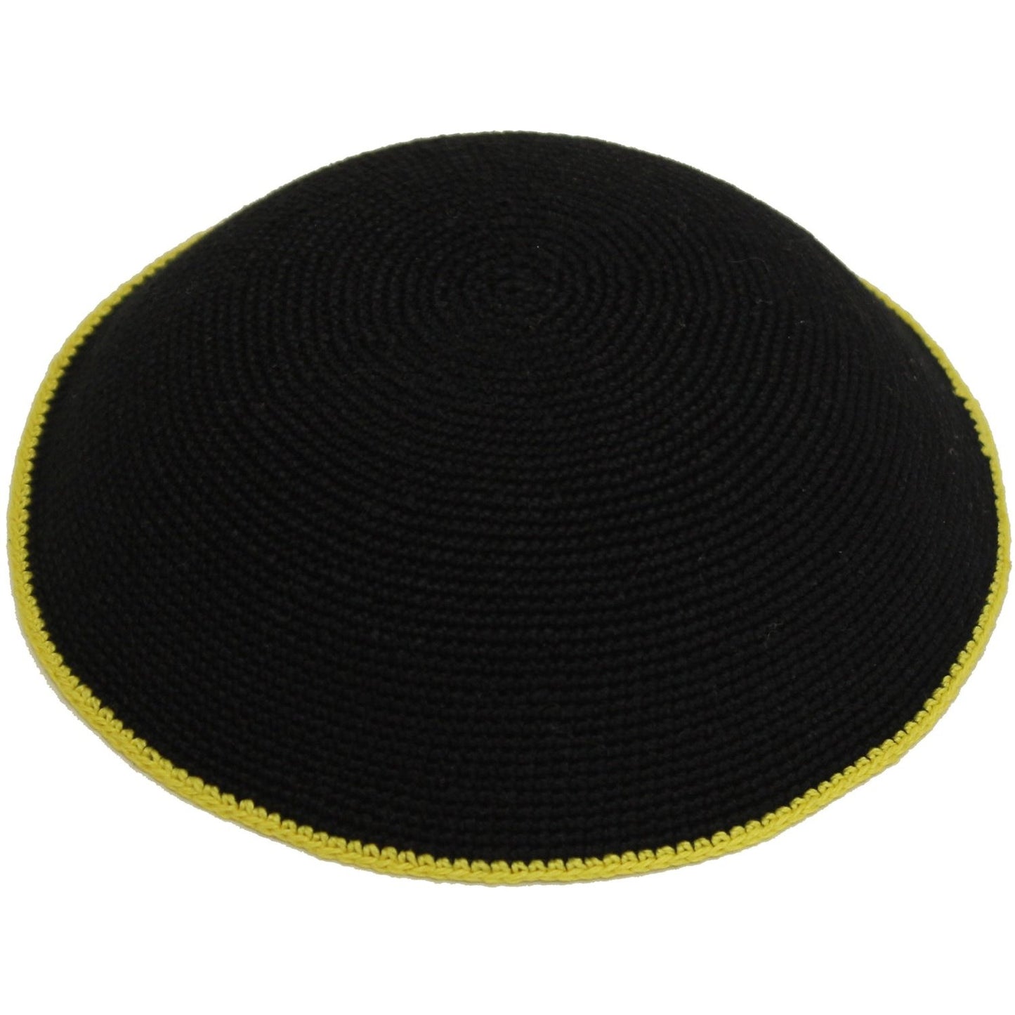 Knit Kippot - Black, Colorful Rim #DMC17G