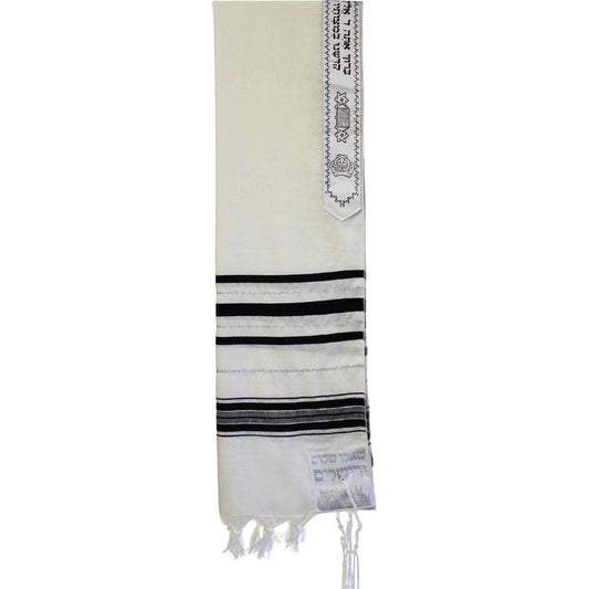 Wool Tallit - Black and Silver