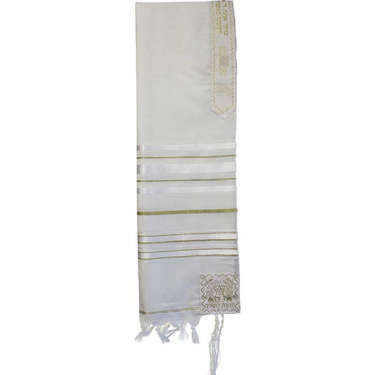 Wool Tallit - White and Gold