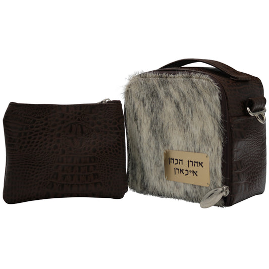 Custom Leather Travel Tallit / Tefillin Bag Style #6000-C13
