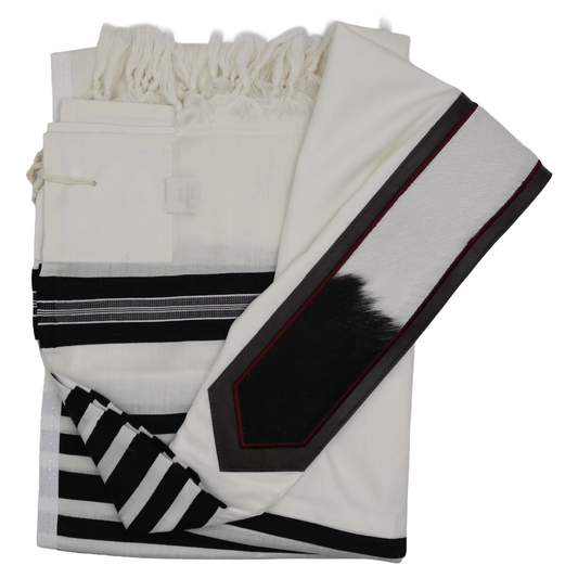 Custom Atarah - Black and White Fur with Stone Weathered Leather