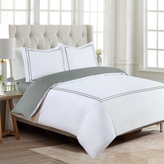 Flora Hotel Collection - White with Gray Embroidery #BL50-2