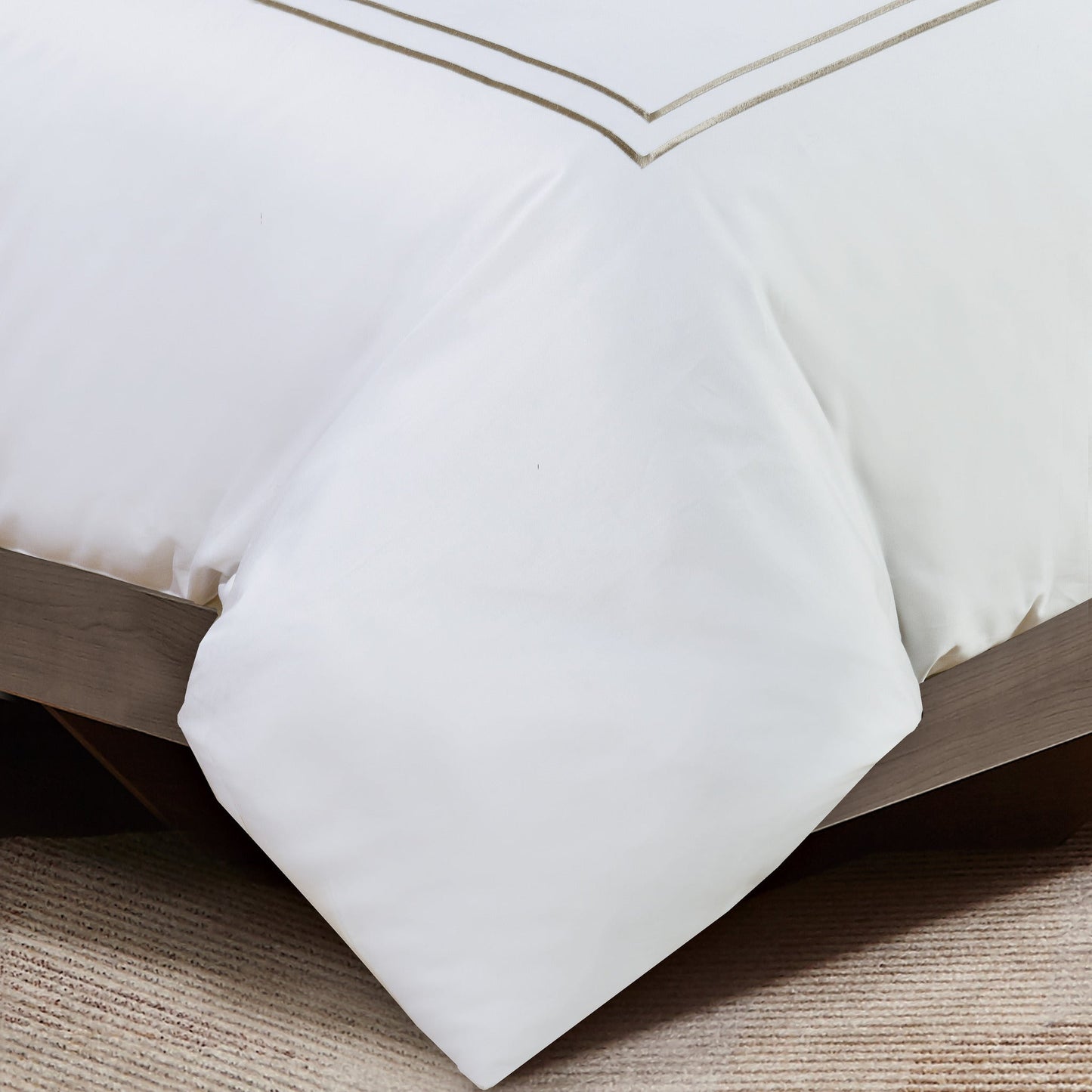 Flora Hotel Collection - White with Taupe Embroidery #BL51-3