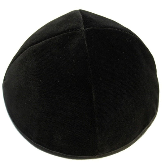 Economy Velvet Kippot Black  - 4 Parts With Rim