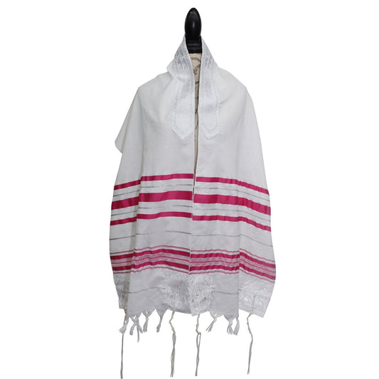 Acrylic Tallit Fuchsia and Silver