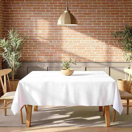 Tablecloth - Poly Floral - Woven Cream #TC10