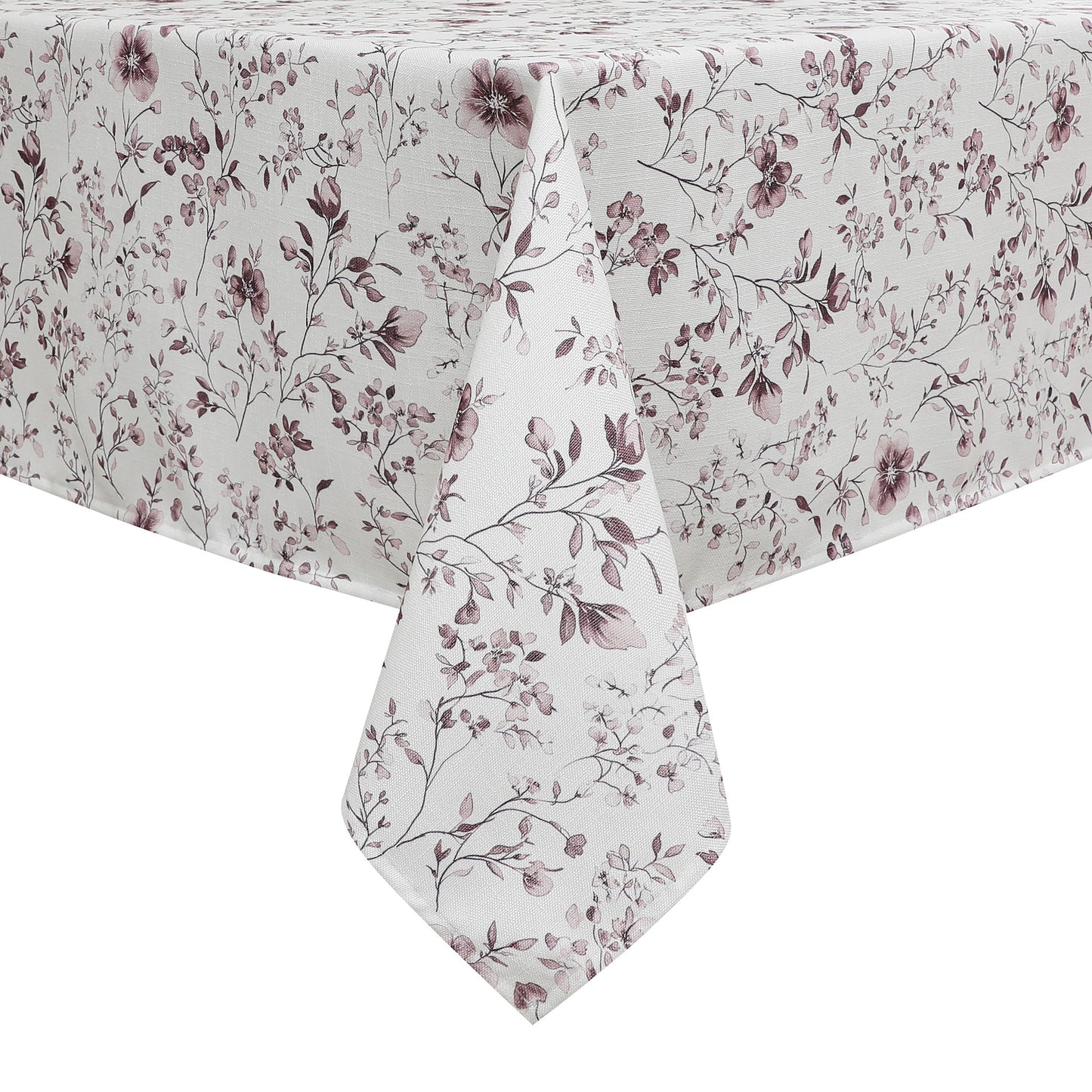 Tablecloth - Value Linen Look - Harvest Weave - Mauve Flowers #TC1809