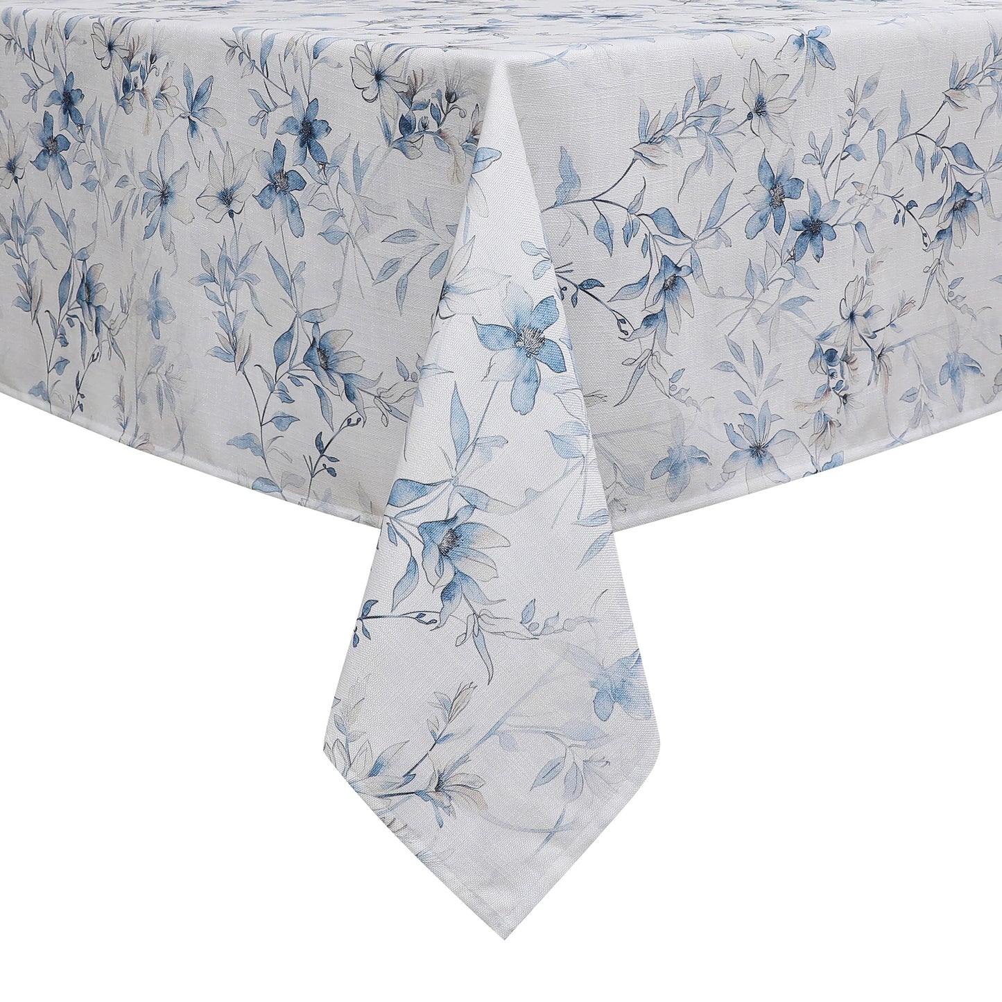 Tablecloth - Value Linen Look - Harvest Weave - Soft Blue Flowers #TC1810