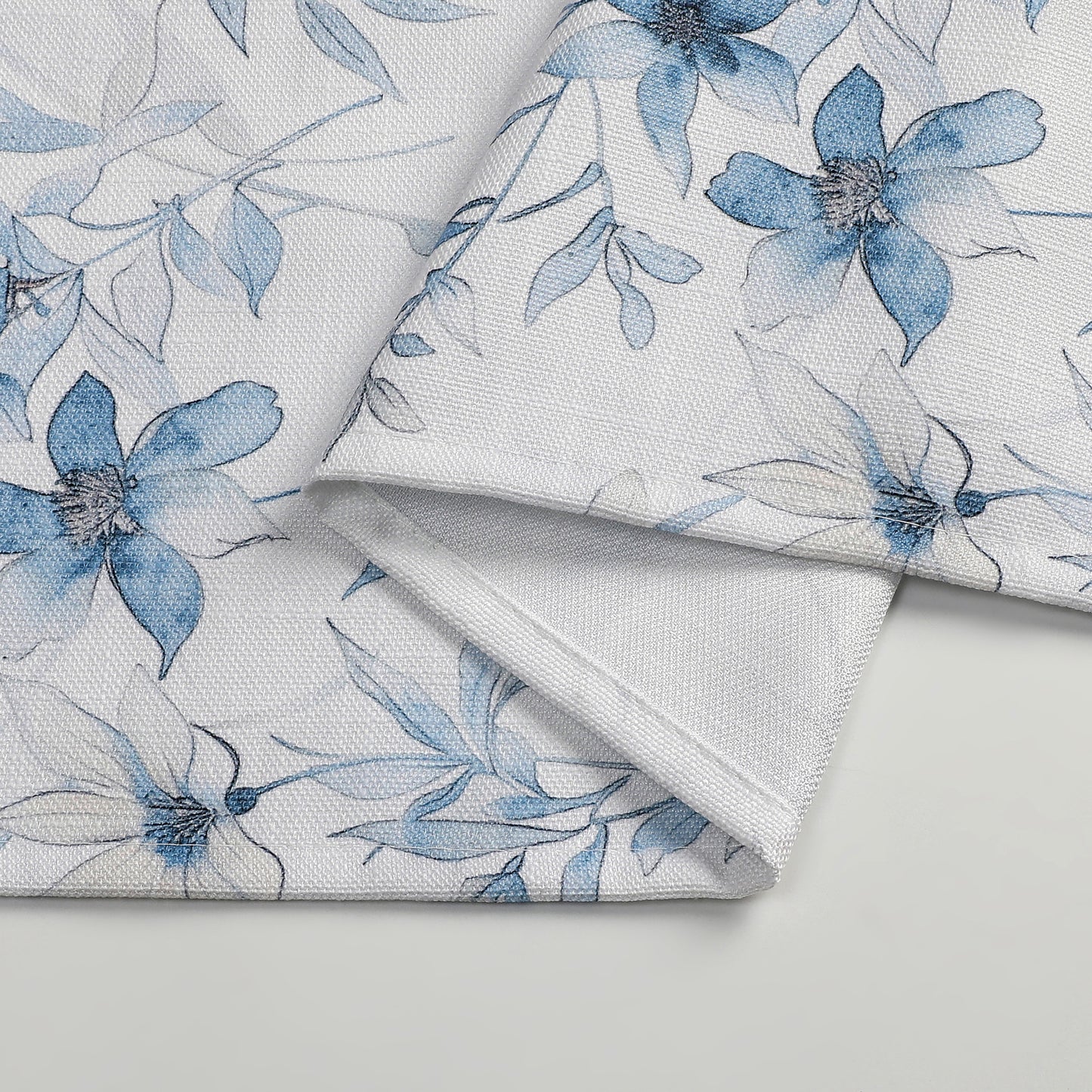 Tablecloth - Value Linen Look - Harvest Weave - Soft Blue Flowers #TC1810