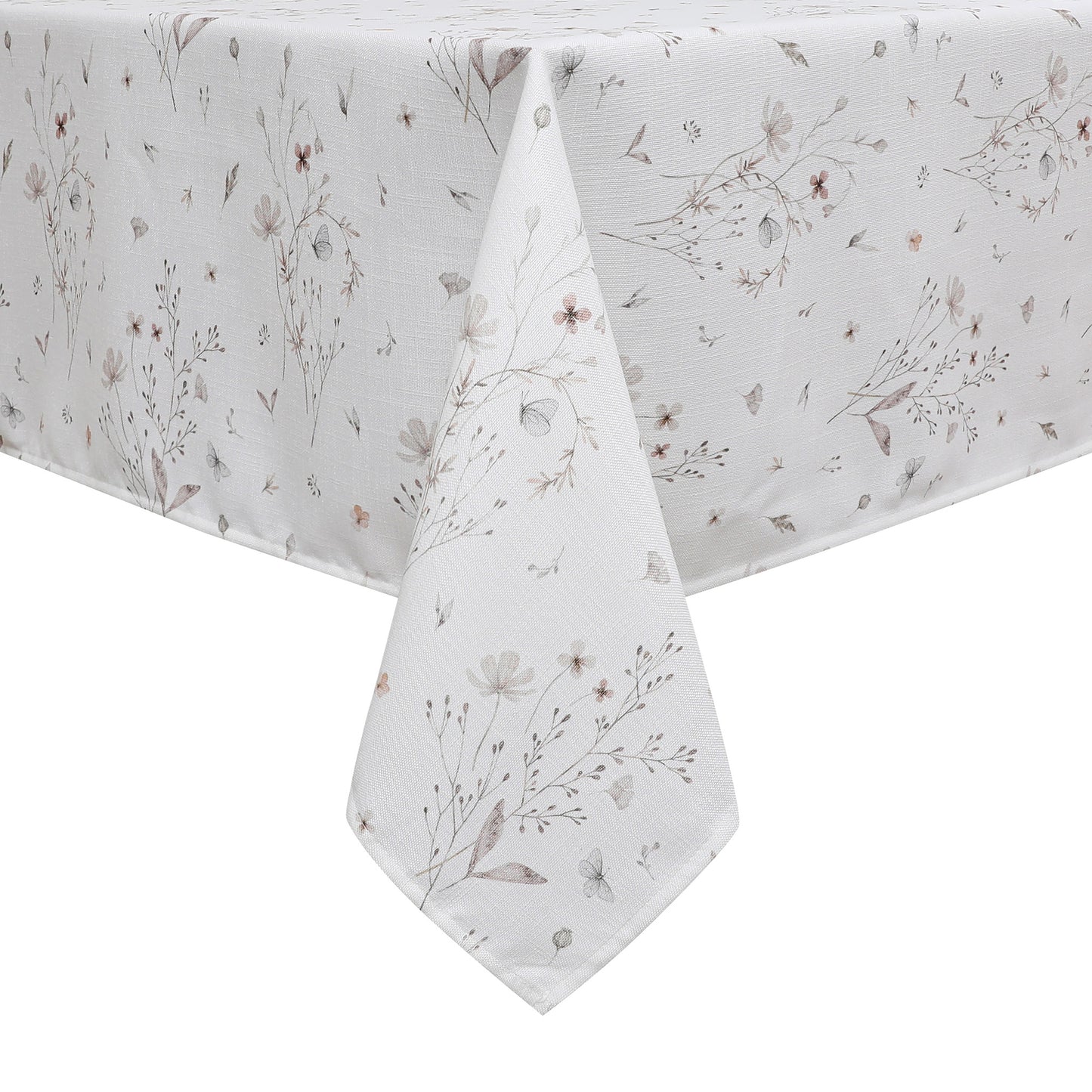 Tablecloth - Value Linen Look - Harvest Weave - Soft Blush Floral Butterfly #TC1811