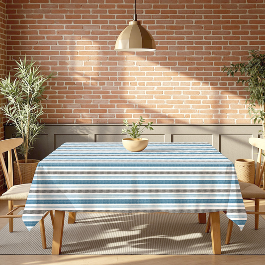 Tablecloth - Poly Floral - Harbor Stripes #TC4