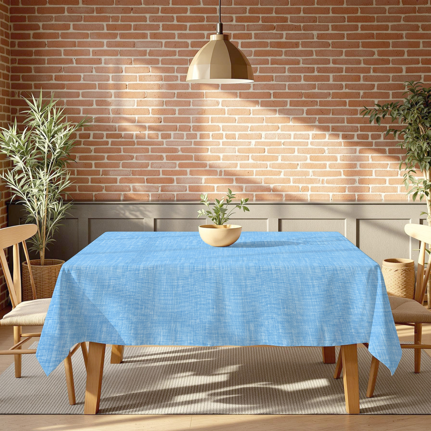 Tablecloth - Poly Floral - Woven Blue #TC7