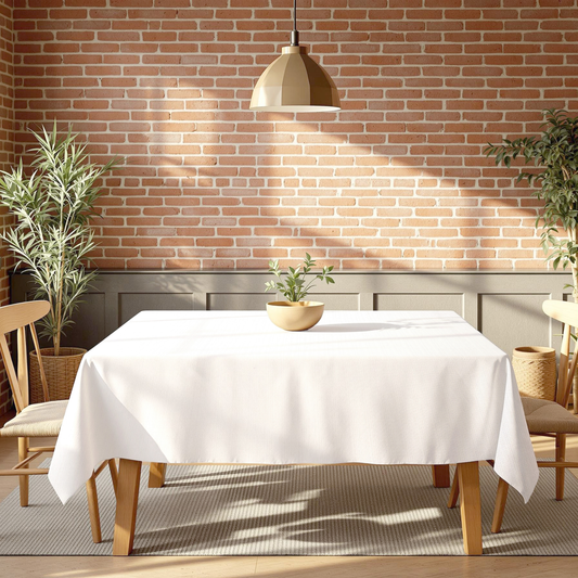 Tablecloth - Poly Floral - Woven White #TC9