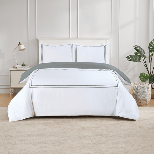Flora Hotel Collection - White with Gray Embroidery #BL50-2
