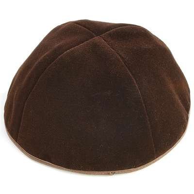 Velvet Kippot Brown - 4 Parts With Rim