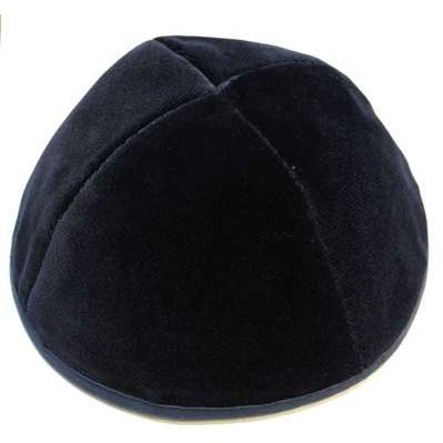 Velvet Kippot Navy - 4 Parts With Rim