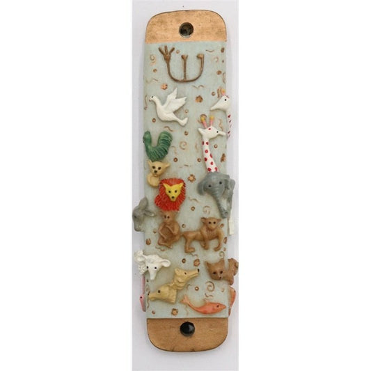 Mezuzah Case - Animals - Blue  4"