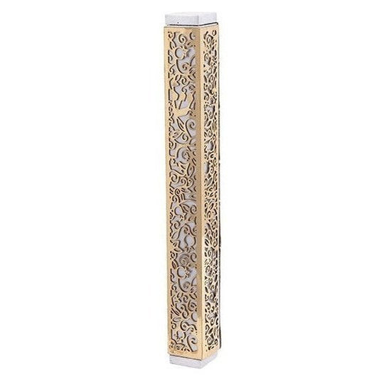 Mezuzah Case - Pomegranetes - Brass 4.7"