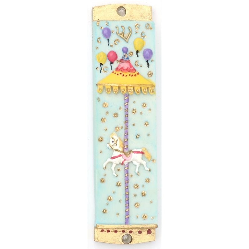 Mezuzah Case - Carousel Blue 4"