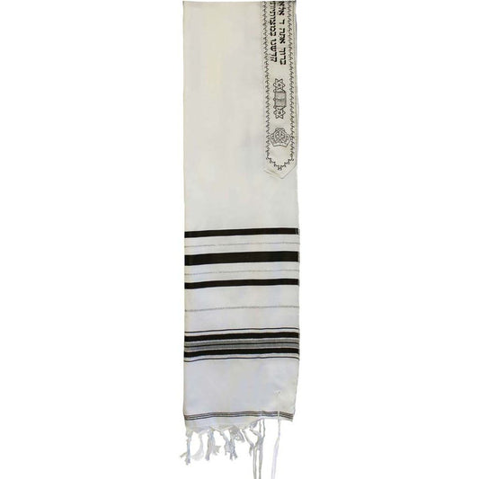 Acrylic Tallit Black and Silver