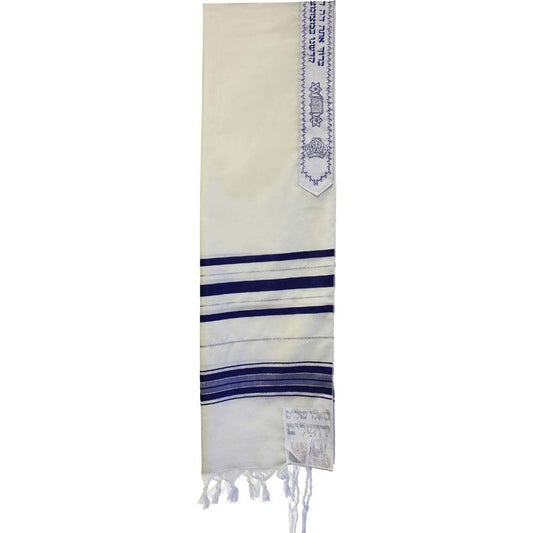 Wool Tallit - Blue and Silver
