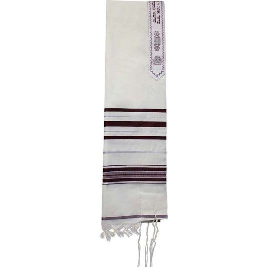 Wool Tallit - Maroon and Silver