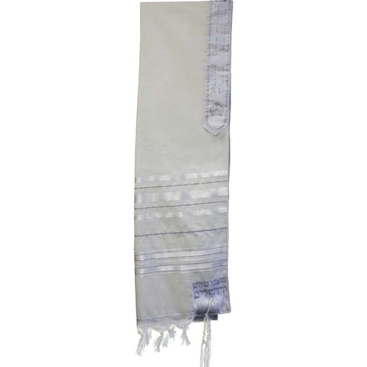 Wool Tallit - White and Silver